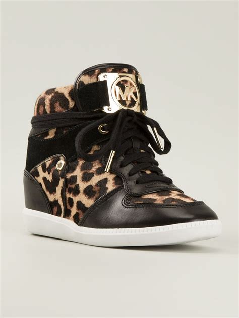 michael kors high top sneakers leopard|Michael Kors black leather sneakers.